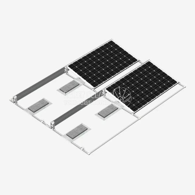 Sistema de montagem solar com lastro em telhado plano (lado único)